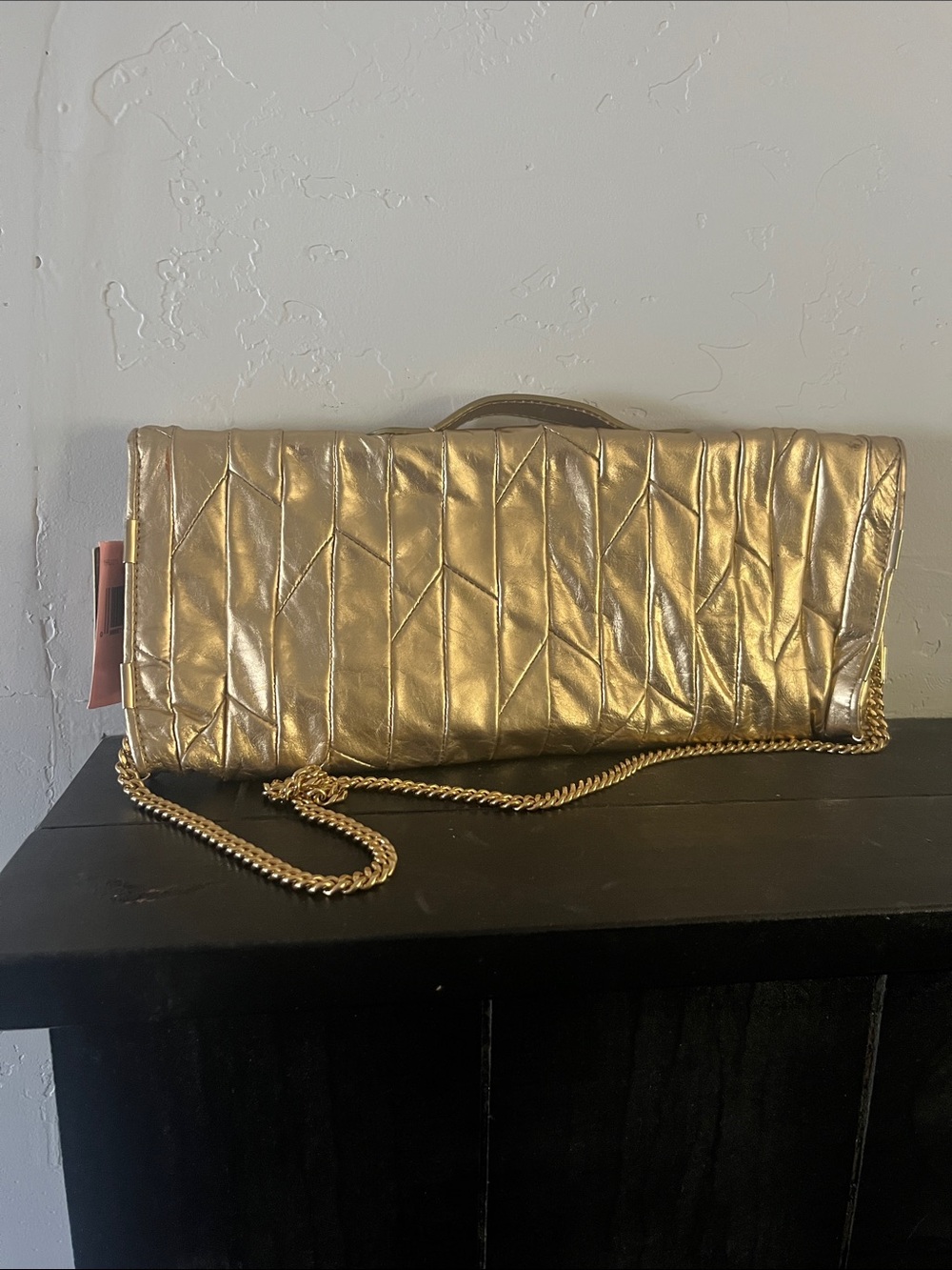 Juicy Couture Vintage 80’s Metallic Gold Quilted Chain Clutch with Handle - Picture 8 of 10